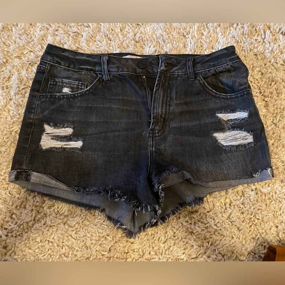 Refuge Black Distressed Shorts